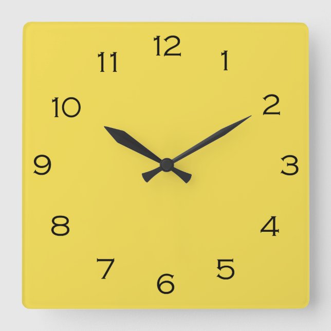 Black Numbers On Yellow wccn Square Wall Clock (Front)