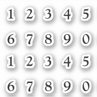 Black numbers sticker