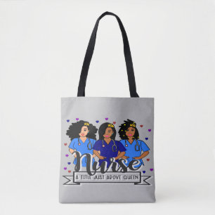 Black Nurse Afro Care giver Tote Bag