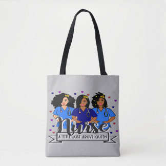 Black Nurse Afro Care giver  Tote Bag
