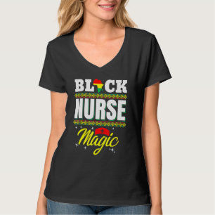 Black Nurse Afro Magic Melanin Black History Month T-Shirt