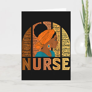 Black Nurse Afro Woman Inspirational Word Cloud Rn Card