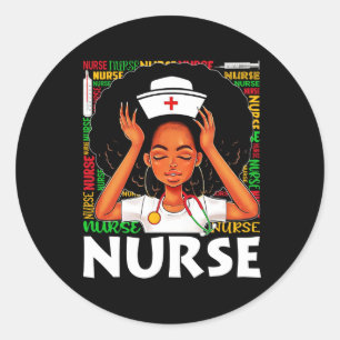 Black Nurse Afro Woman Juneteenth Black History Mo Classic Round Sticker