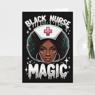 Black Nurse Black History Month Afro Queen Black W Card