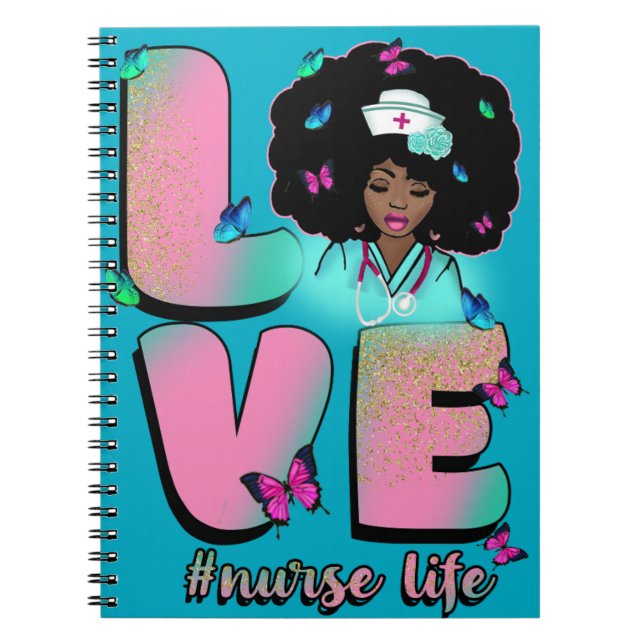 Black nurse life rn cna nursing school melanin sis notebook (Front)