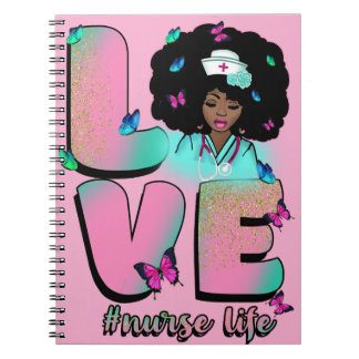Black nurse life rn cna nursing school melanin sis notebook