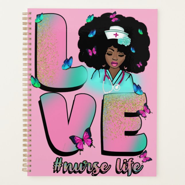 Black nurse life rn cna nursing school melanin sis planner (Front)