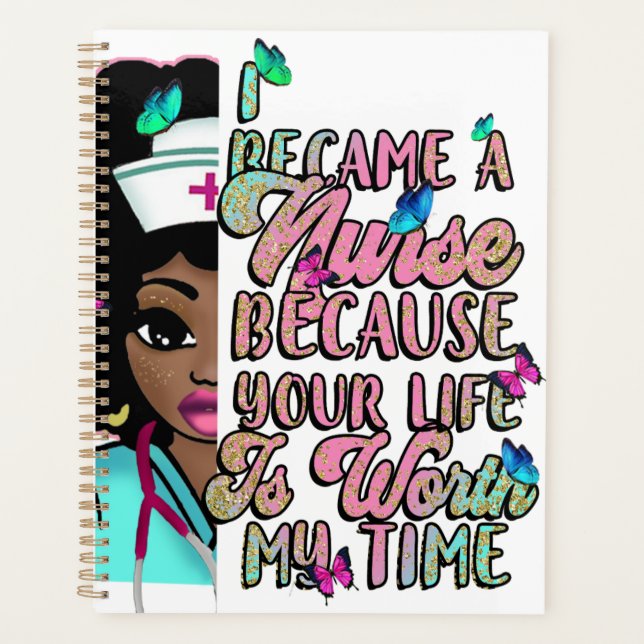 Black nurse life rn cna nursing school melanin sis planner (Front)