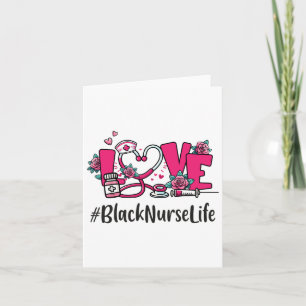 Black Nurse Love Valentine Day Cute Women Heart Ap Card
