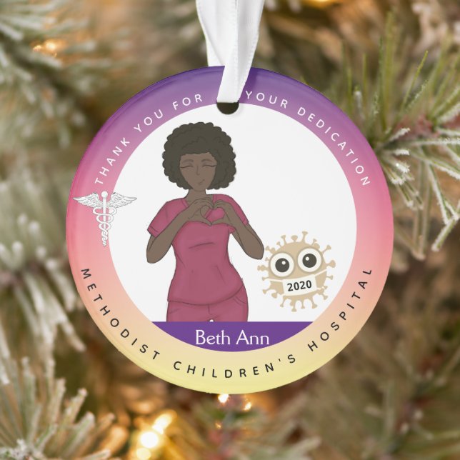 Black Nurse, Medical Christmas Ornaments (Tree)