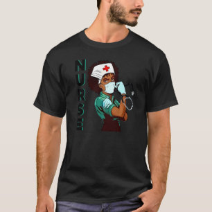 Black Nurse Uniform Afro African Women T-Shirt