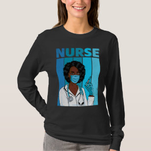 Black Nurse Uniform Face Mask Afro African Black H T-Shirt