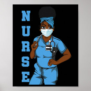 Black Nurse Uniform Face Mask Afro African Women F Poster