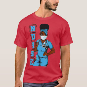 Black Nurse Uniform Face Mask Afro African Women F T-Shirt