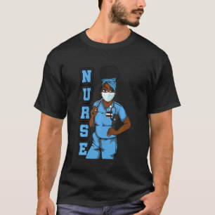 Black Nurse Uniform Face Mask Afro African Women F T-Shirt