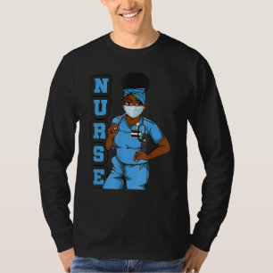 Black Nurse Uniform Face Mask Afro African Women T-Shirt