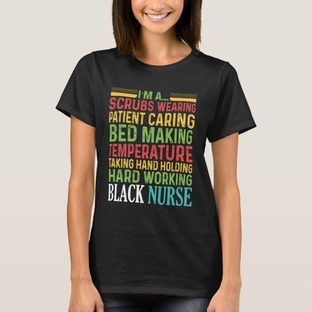 Black Nurse Wearing African American History T-Shirt (Front)