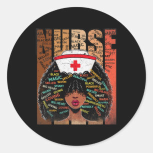 Black Nurse Woman Afro Melanin Vintage Black Histo Classic Round Sticker