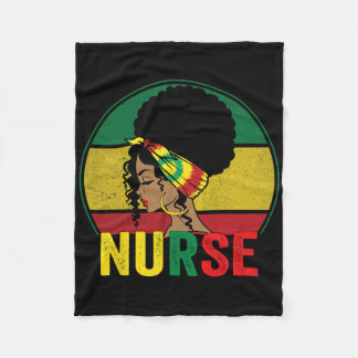 Black Nurse Woman Afro Melanin Vintage Black Histo Fleece Blanket