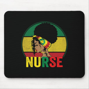 Black Nurse Woman Afro Melanin Vintage Black Histo Mouse Mat