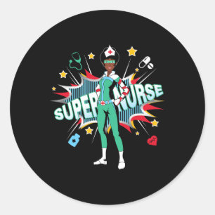 Black Nurses Rock Shirt Super Hero Funny Black Rn Classic Round Sticker