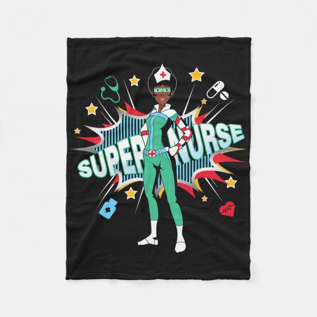 Black Nurses Rock Shirt Super Hero Funny Black Rn  Fleece Blanket (Front)