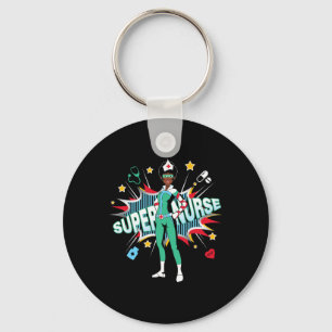 Black Nurses Rock Shirt Super Hero Funny Black Rn Key Ring