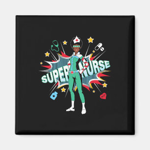 Black Nurses Rock Shirt Super Hero Funny Black Rn Magnet