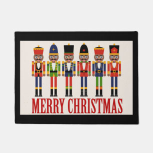 Black Nutcracker Christmas Door Mat