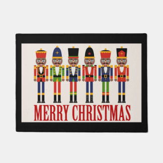 Black Nutcracker Christmas Door Mat