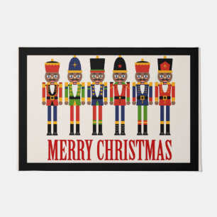 Black Nutcracker Christmas Door Mat