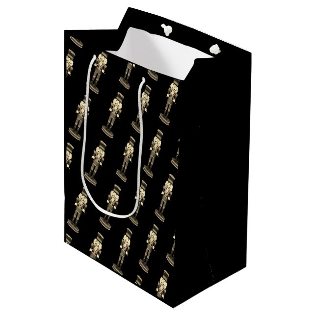 Black Nutcracker Soldiers Traditional | Medium Gift Bag (Front Angled)