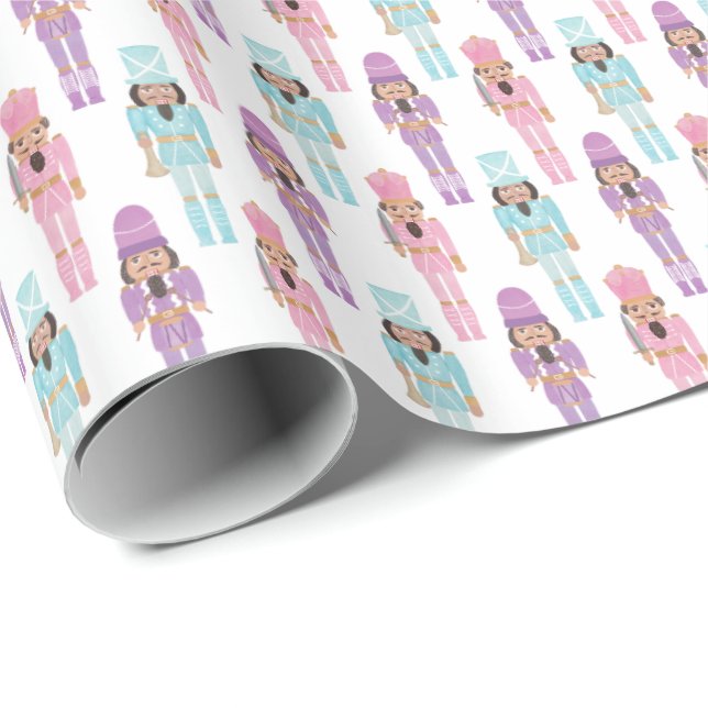 Black Nutcracker Traditional Christmas Holidays Wrapping Paper (Roll Corner)