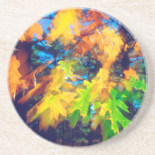 Black Oak Leaves blowing in the Wind Coaster