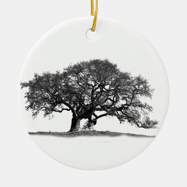 BLACK OAK TREE CERAMIC TREE DECORATION (Front)