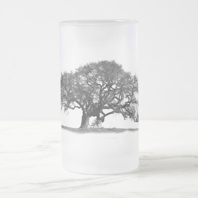 BLACK OAK TREE FROSTED GLASS BEER MUG (Center)