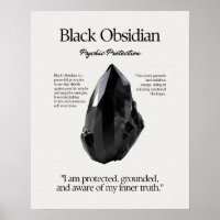 Black Obsidian Gem Crystal Meaning Card