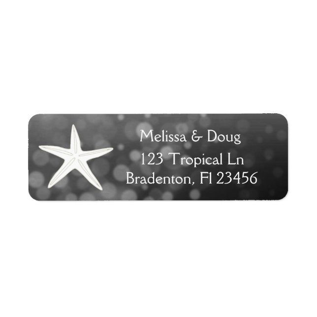 Black Oceanic Starfish Return Address Labels (Front)