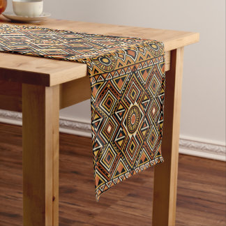 Black Ochre Boho Abstract Surface Pattern Short Table Runner