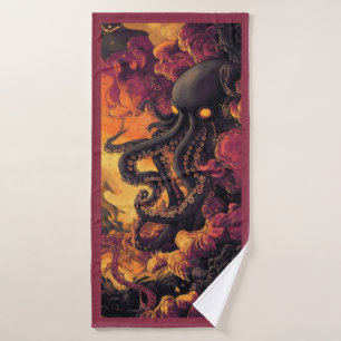 Black Octopus Artwork Beach Towel