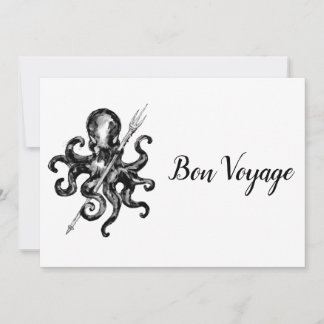 Black Octopus Bon Voyage Thank You Card