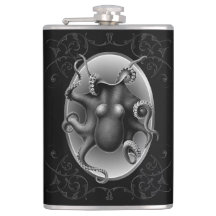 Black Octopus Drinkware Set Flask