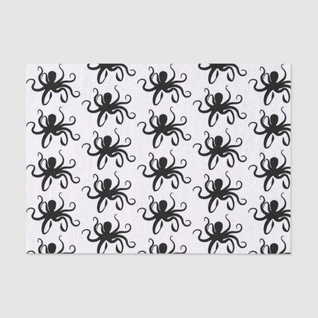 Black Octopus Silhouette Tissue Paper (Front)