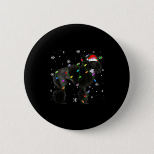 Black Odle Dog Christmas Lights Funny Santa Hat Do 6 Cm Round Badge