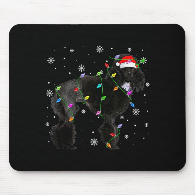 Black Odle Dog Christmas Lights Funny Santa Hat Do Mouse Mat (Front)