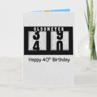 Black Odometer for 40th Birthday 