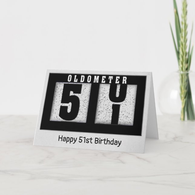 Black Odometer for 51st Birthday    Card (Front)