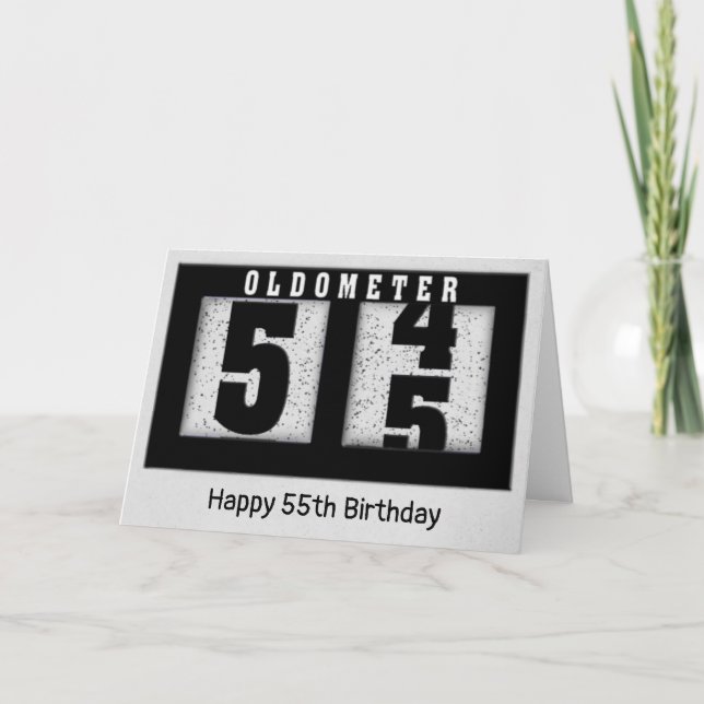 Black Odometer for 55th Birthday   Card (Front)
