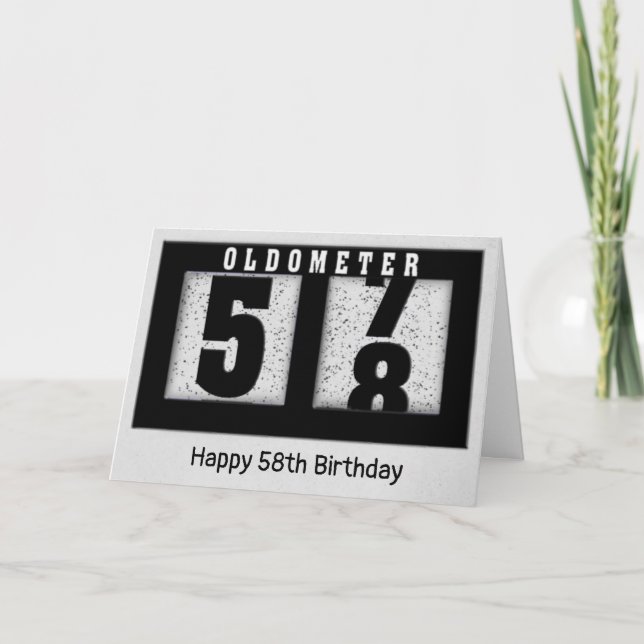 Black Odometer for 58th Birthday   Card (Front)