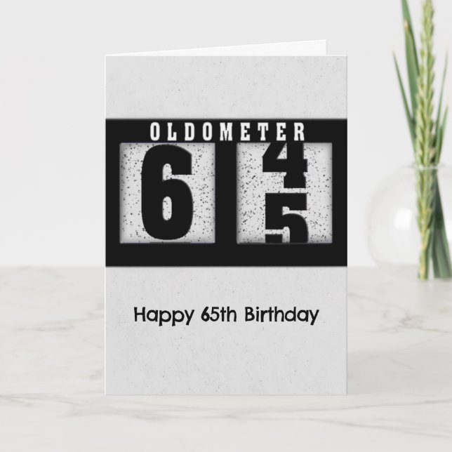 Black Odometer for 65th Birthday Humour Card (Front)